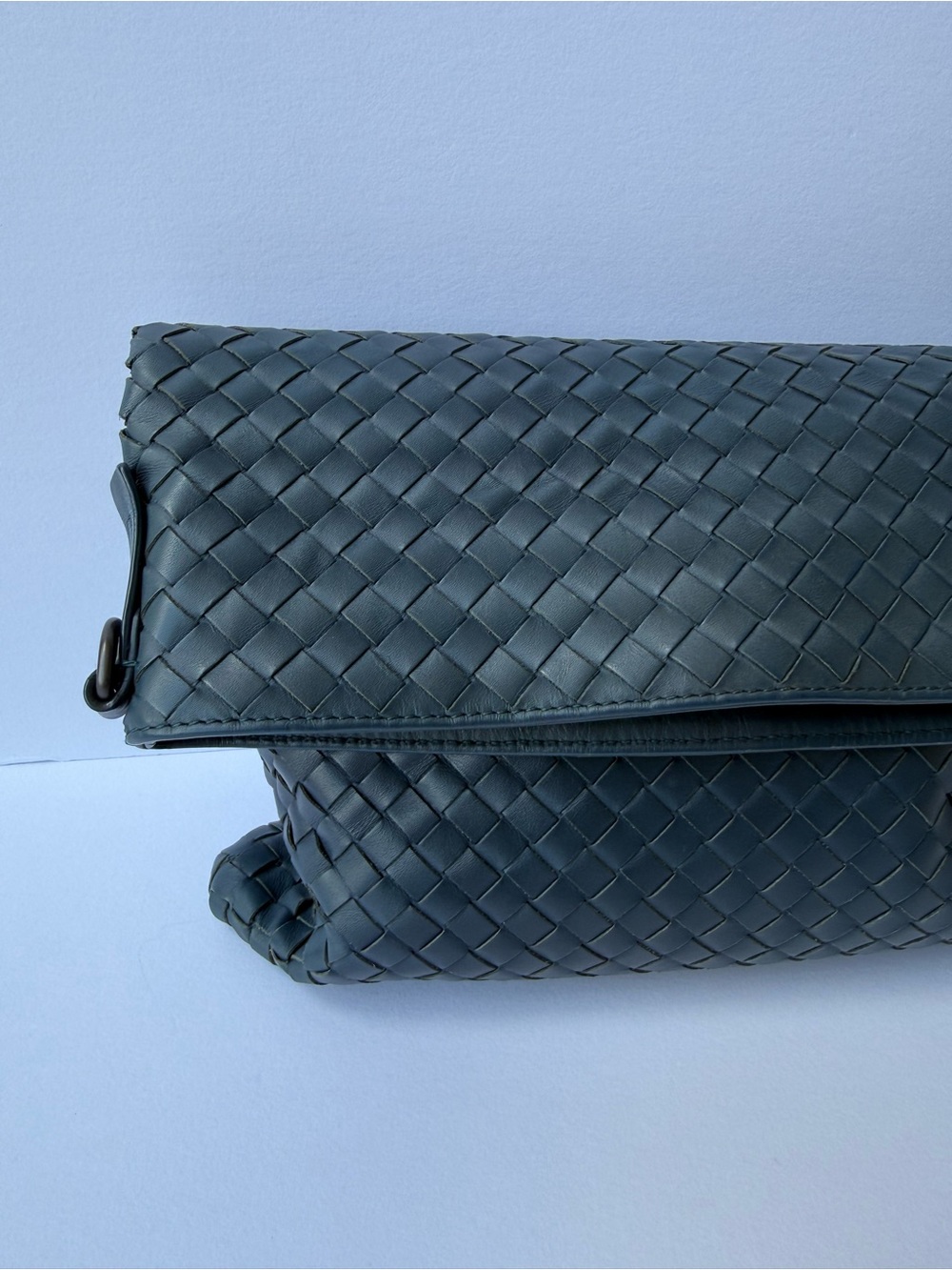 Bottega Veneta Slate Blue Intrecciato Leather Crossbody Tote/ clutch- Unisex! - Picture 9 of 17